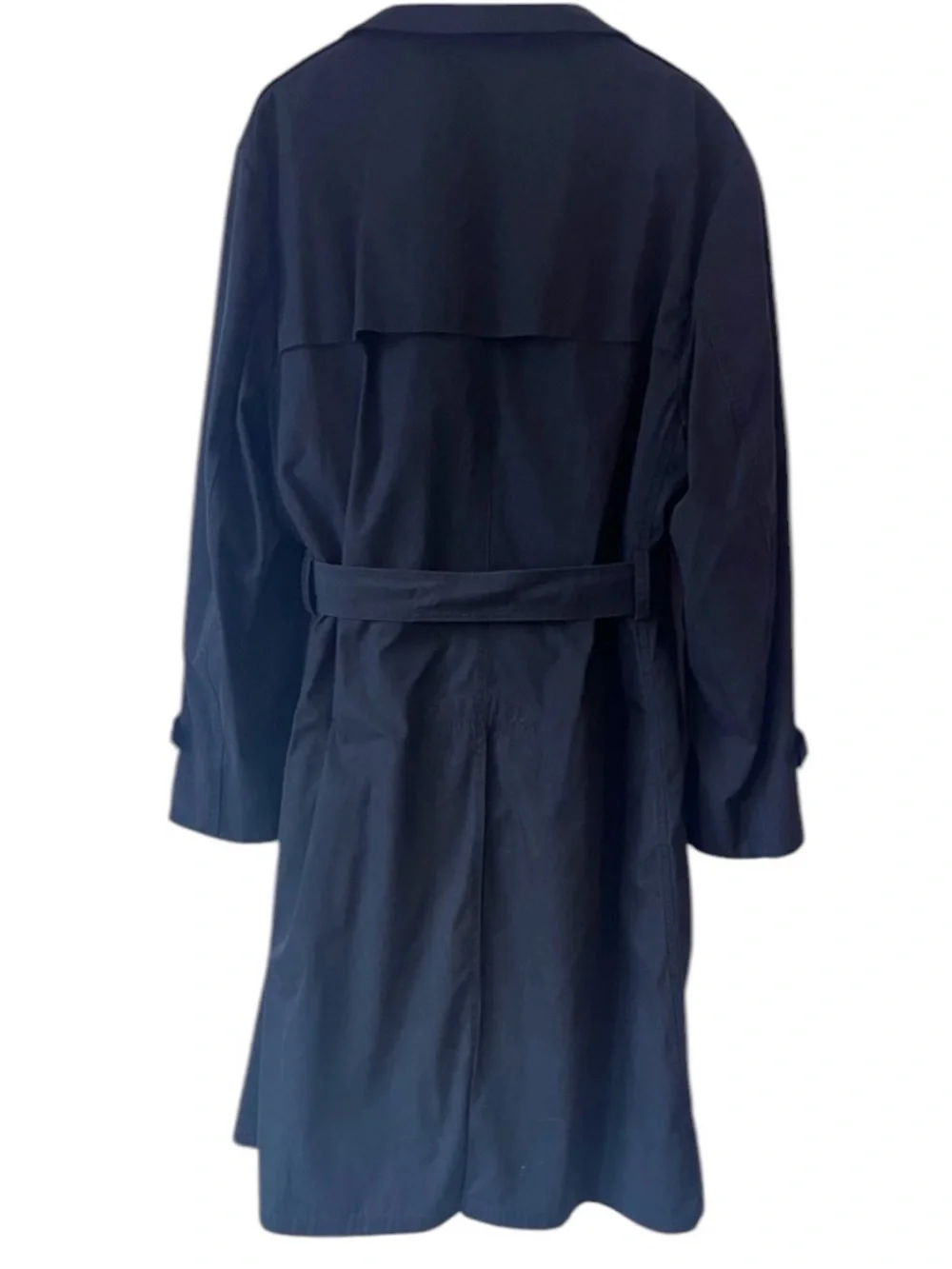 Military Tench Coat Mens 44R  Black Double Breasted Lined Belted Classic Preppy - Picture 4 of 9